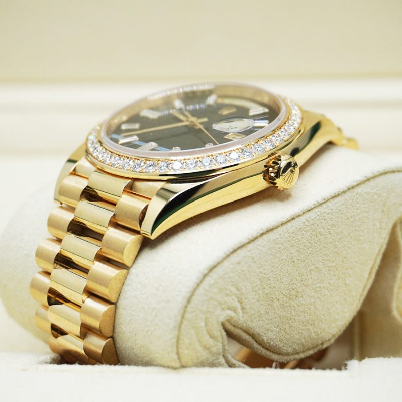 Rolex Day-Date 40 Presidential 228348RBR Diamond Bezel Baguette Onyx Dial