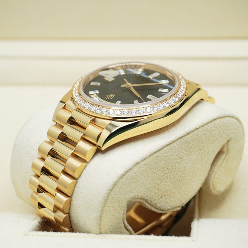 Rolex Day-Date 40 Presidential 228348RBR Diamond Bezel Baguette Onyx Dial