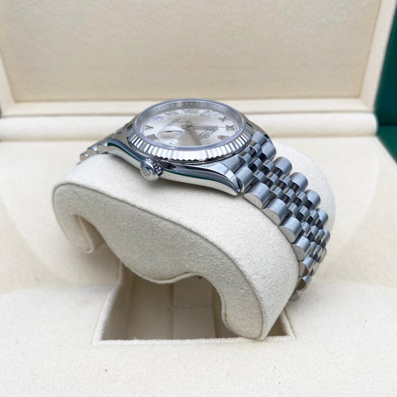Rolex Datejust 36mm Fluted Bezel Jubilee Bracelet Silver Diamond 6 and 9 Hour Marker Dial