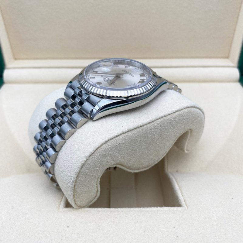 Rolex Datejust 36mm Fluted Bezel Jubilee Bracelet Silver Diamond 6 and 9 Hour Marker Dial