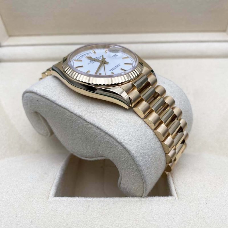 Rolex Day-Date 36mm Presidential 128238 Fluted Bezel White Dial