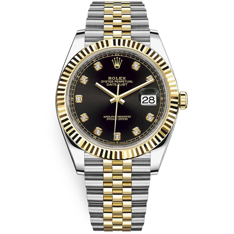 Rolex Datejust 41mm Black Diamond Dial Fluted Bezel 126333