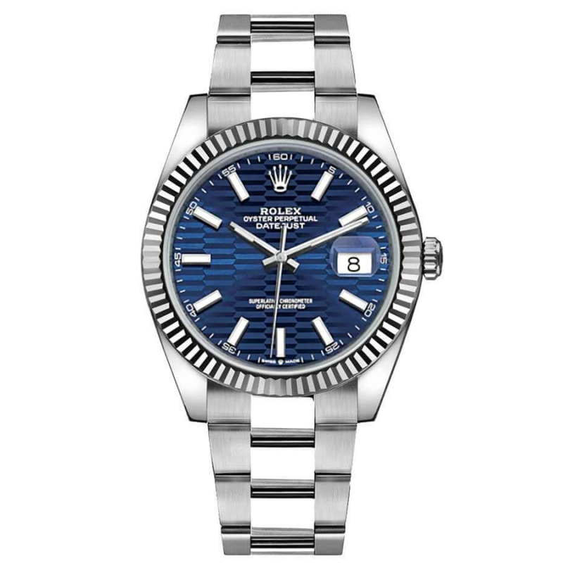 Rolex Datejust 41mm Bright Blue, Fluted Motif Dial Fluted Bezel 126334
