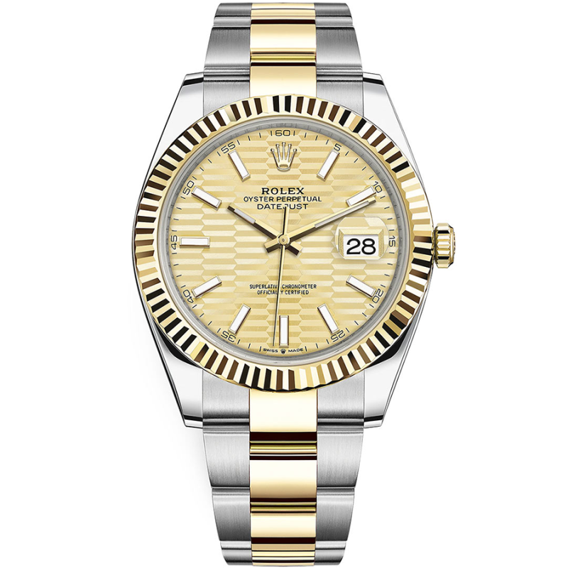 Rolex Datejust 41mm Golden, Fluted Motif Dial Fluted Bezel 126333