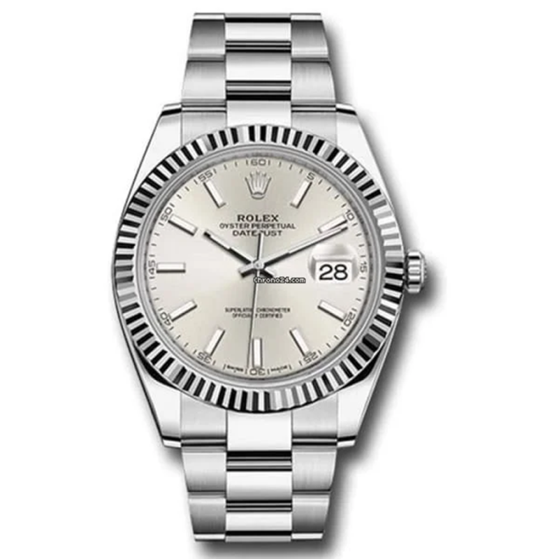Rolex Datejust 41mm Silver Dial Fluted Bezel 126334