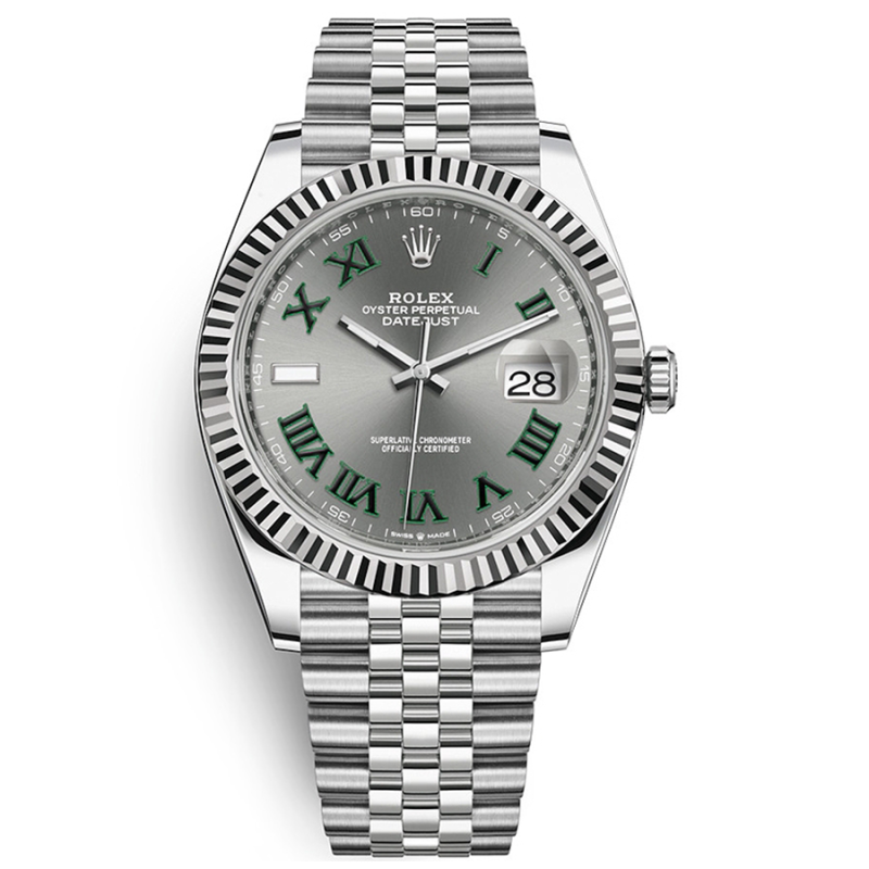 Rolex Datejust 41mm Slate Roman Numeral Dial Fluted Bezel 126334