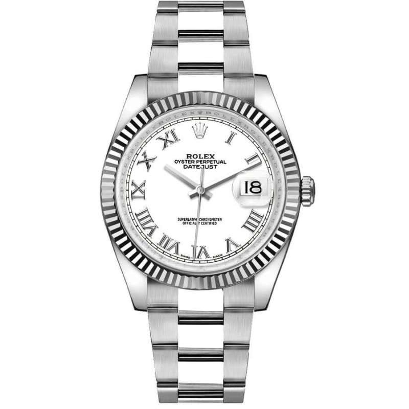 Rolex Datejust 41mm White Roman Numeral Dial Fluted Bezel 126334